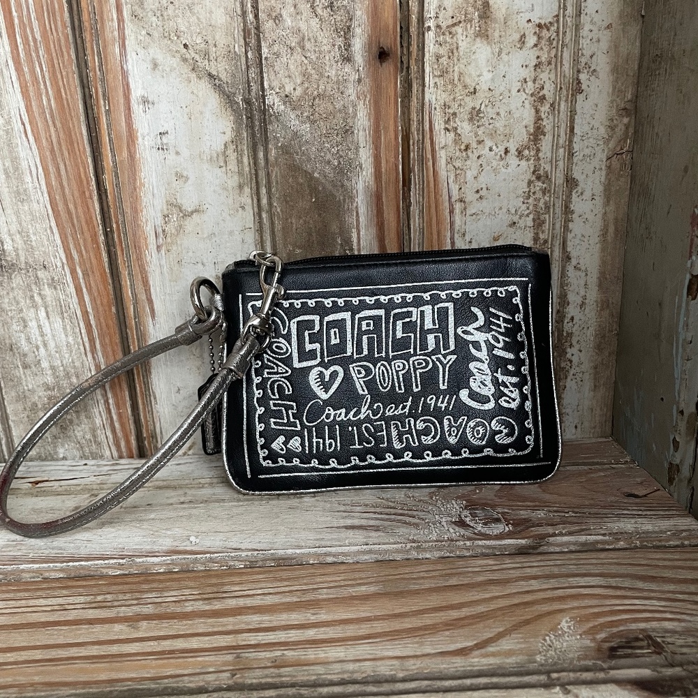 Coach Black and Silver Wristlet